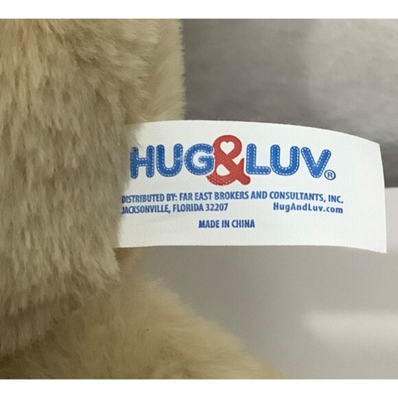 Hug & Luv Tan Plush Smiling Lamb Stuffed Animal Toy 11" Long NWT Hand Held - Picture 4 of 8